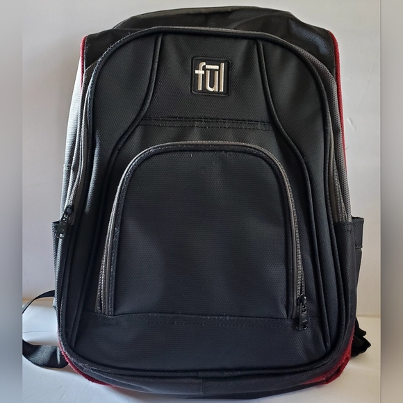Ful | Bags | Ful Backpack Black And Red Piping Full Size College Book ...